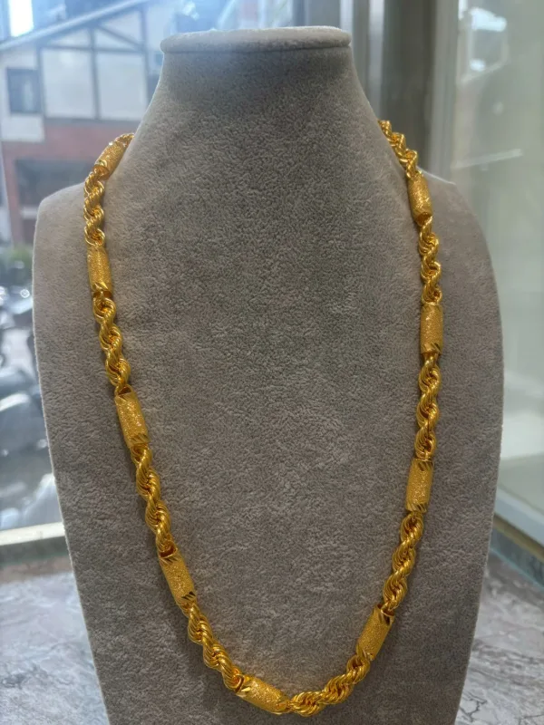 金包銀鑽沙麻花項鍊 寬鋐